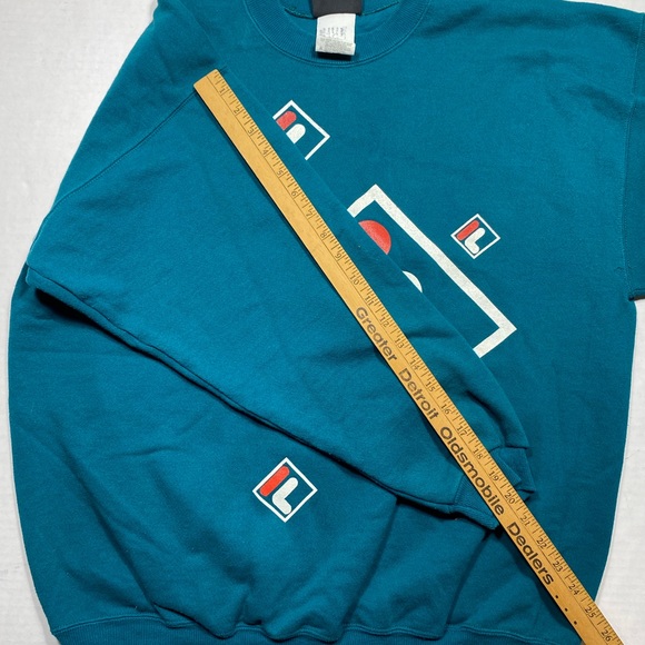 Vintage 90's FILA Big Logo Color Block Sweatshirt USA Hanes Signature Collection - Picture 7 of 8